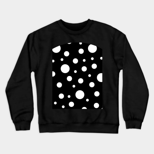 White on Black Polka Dot Pattern Crewneck Sweatshirt by Looly Elzayat